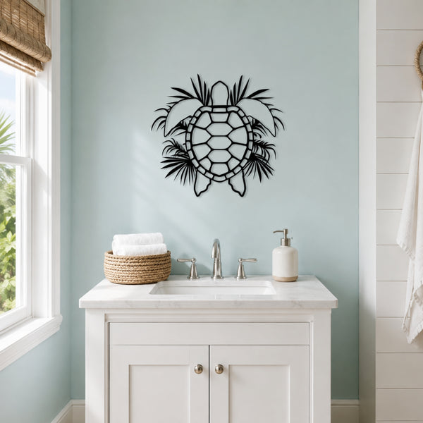 Tropical Sea Turtle Metal Wall Art – Coastal Ocean Wall Decor