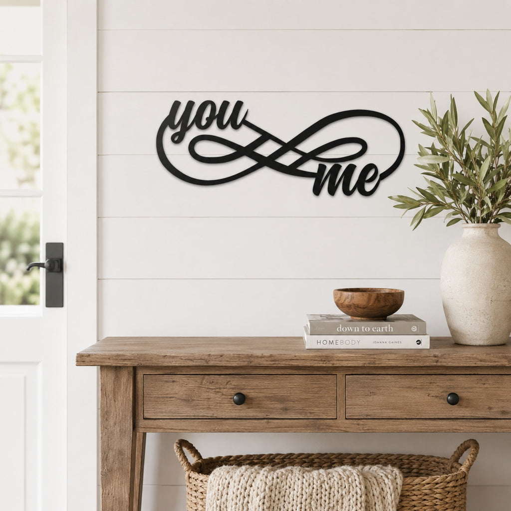 You & Me Infinity Metal Wall Art – Romantic Couple Wall Decor