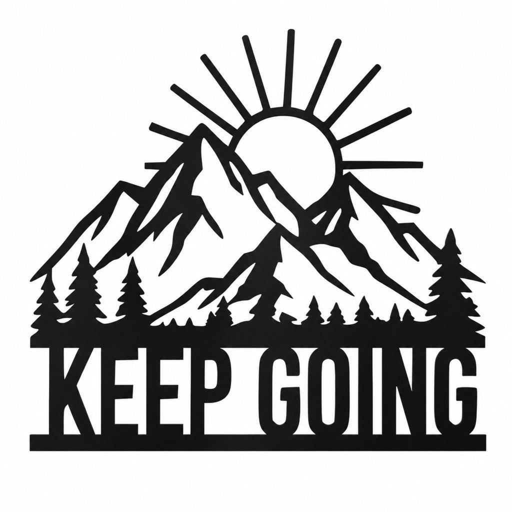 Keep Going Mountain Metal Wall Art – Inspirational Nature Decor