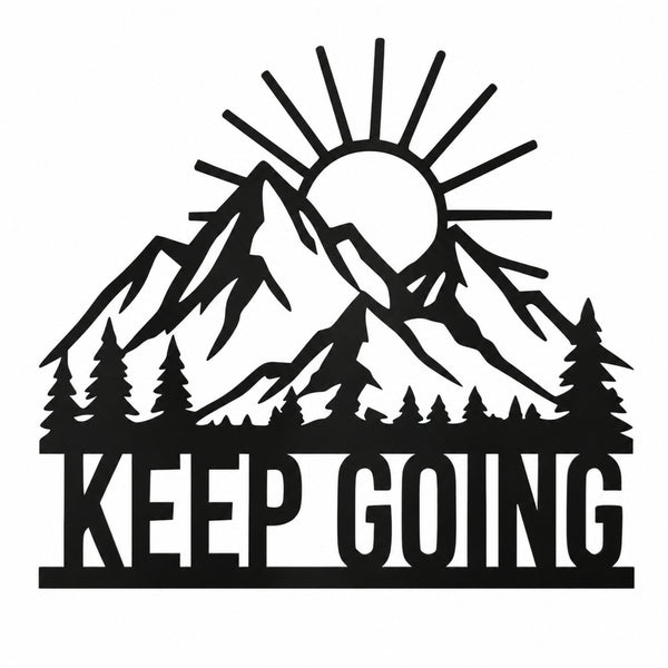 Keep Going Mountain Metal Wall Art – Inspirational Nature Decor