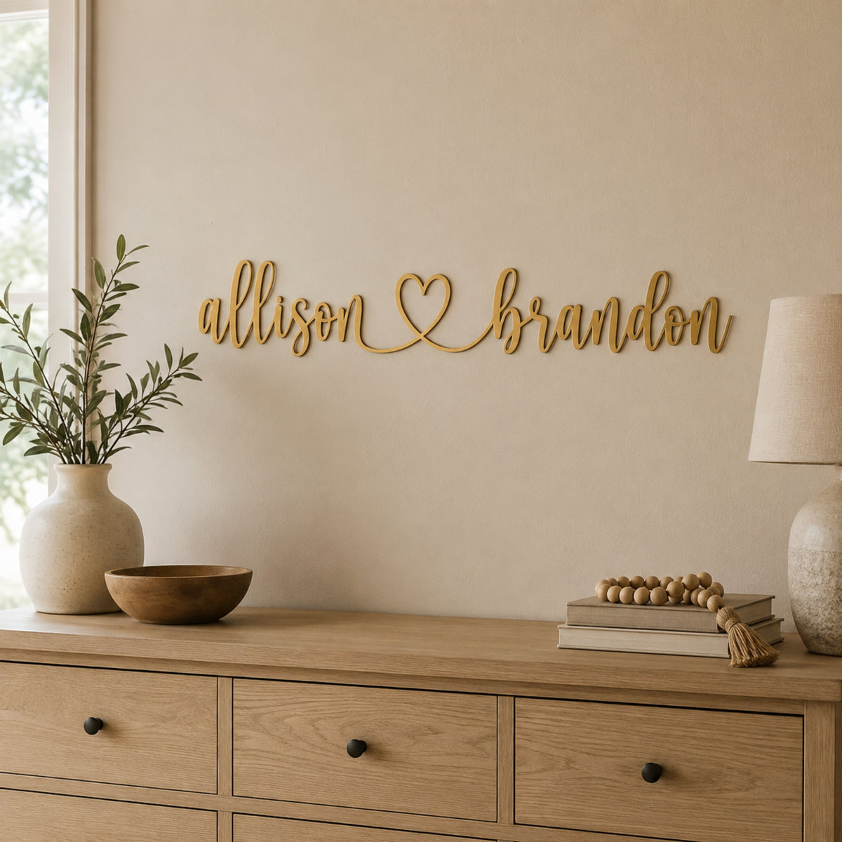 Personalized Couple Name Metal Sign with Heart – Custom Wedding Wall Decor