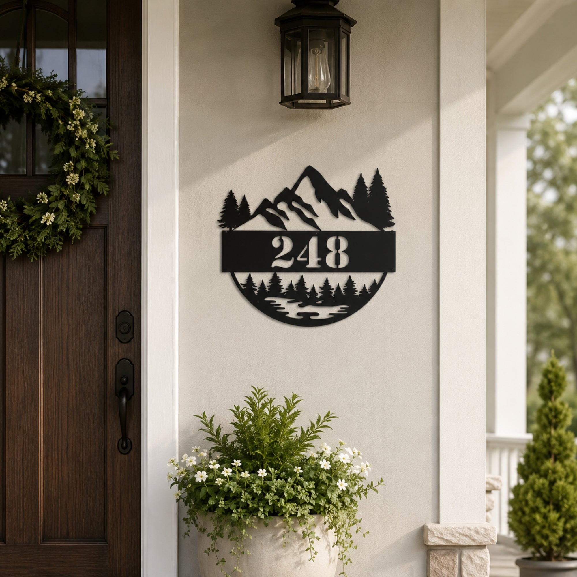 Personalized Mountain House Number Sign