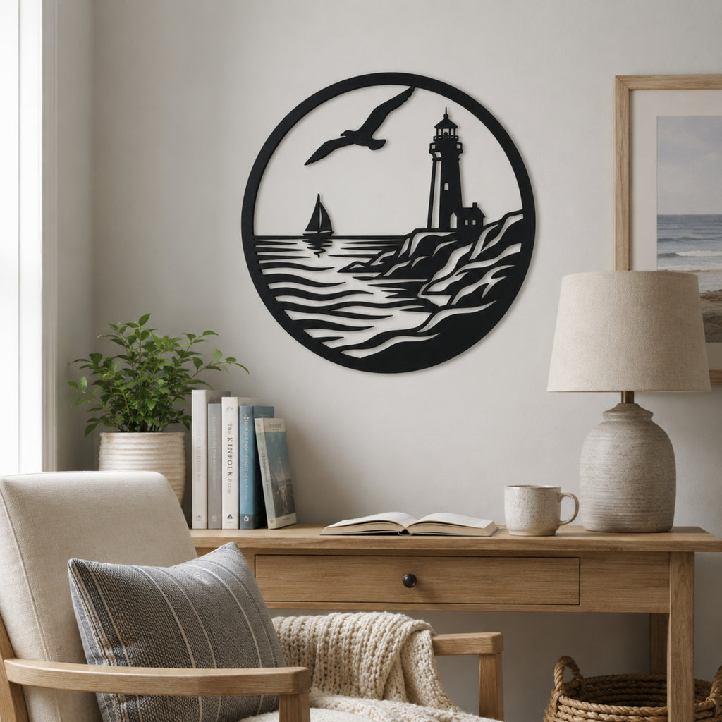 Lighthouse Metal Wall Art – Nautical Coastal Decor