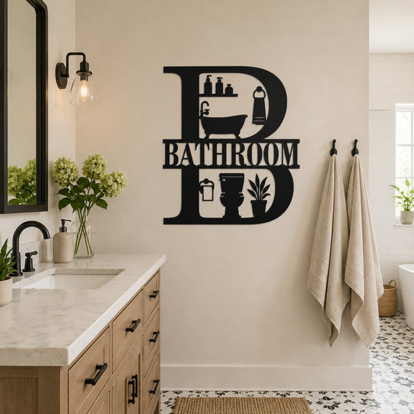 Bathroom Metal Wall Sign – Farmhouse Bathroom Wall Decor