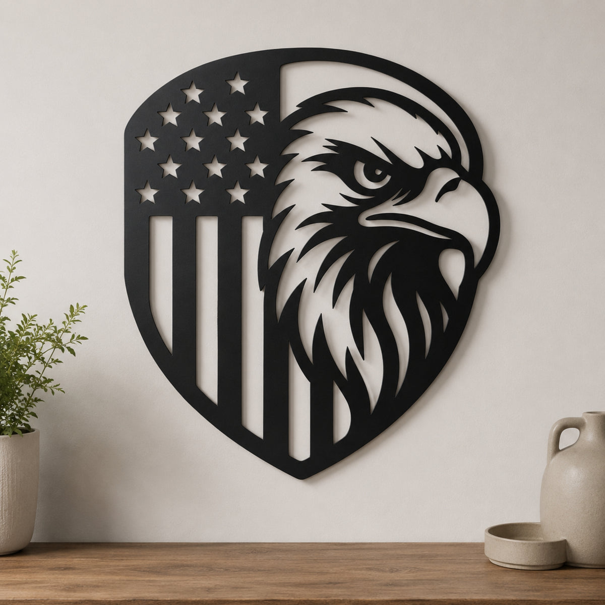 American Eagle Flag Metal Wall Art – Patriotic USA Decor