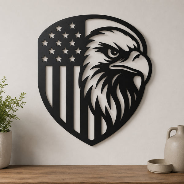 American Eagle Flag Metal Wall Art – Patriotic USA Decor