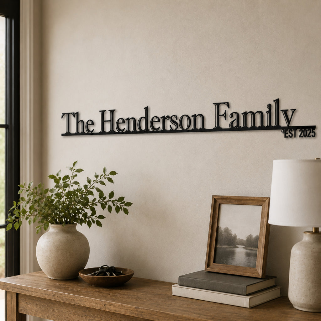 Personalized Family Name Metal Sign with Established Year – Classic Serif Design