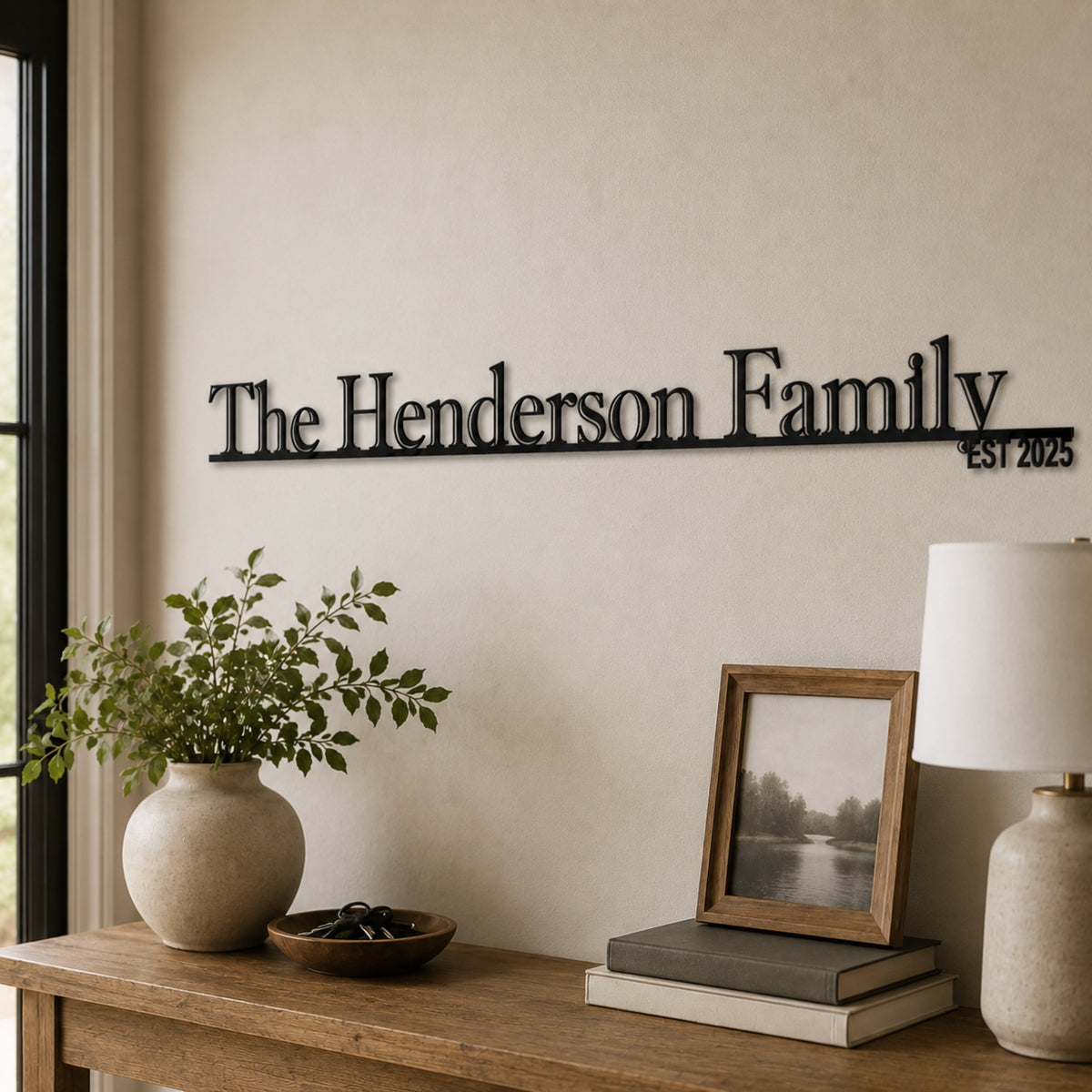 Personalized Family Name Metal Sign with Established Year – Classic Serif Design