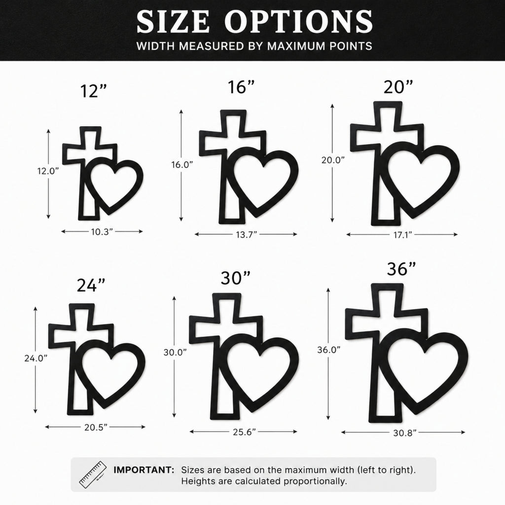 Cross & Heart Metal Wall Art – Christian Faith Love Decor