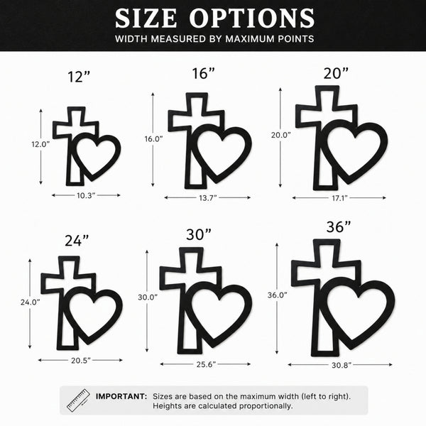 Cross & Heart Metal Wall Art – Christian Faith Love Decor