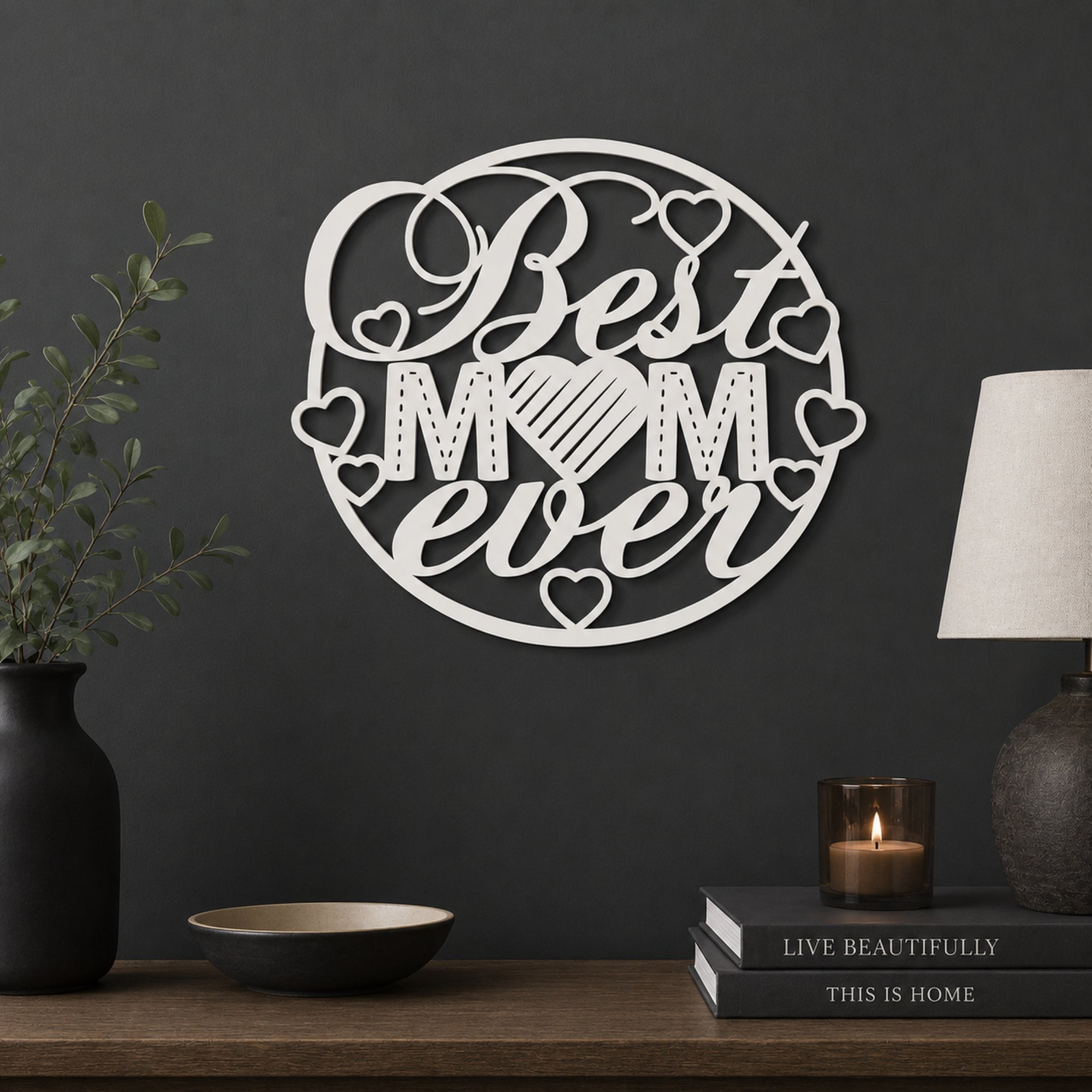 Best Mom Ever Metal Wall Art – Heart Mom Sign Secondary image