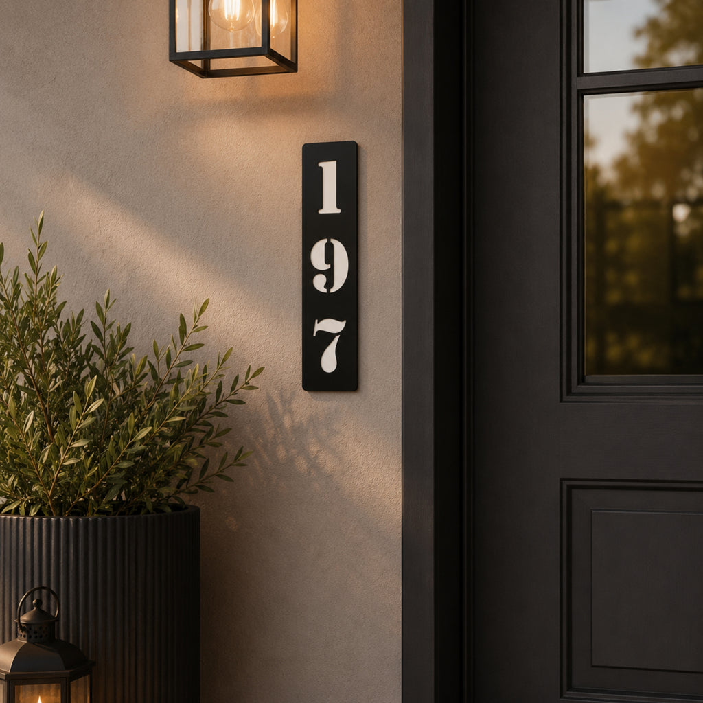 Vertical Metal House Number Sign