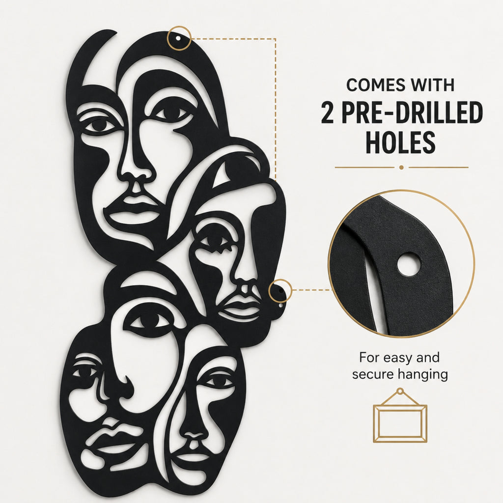 Abstract Faces Metal Wall Art