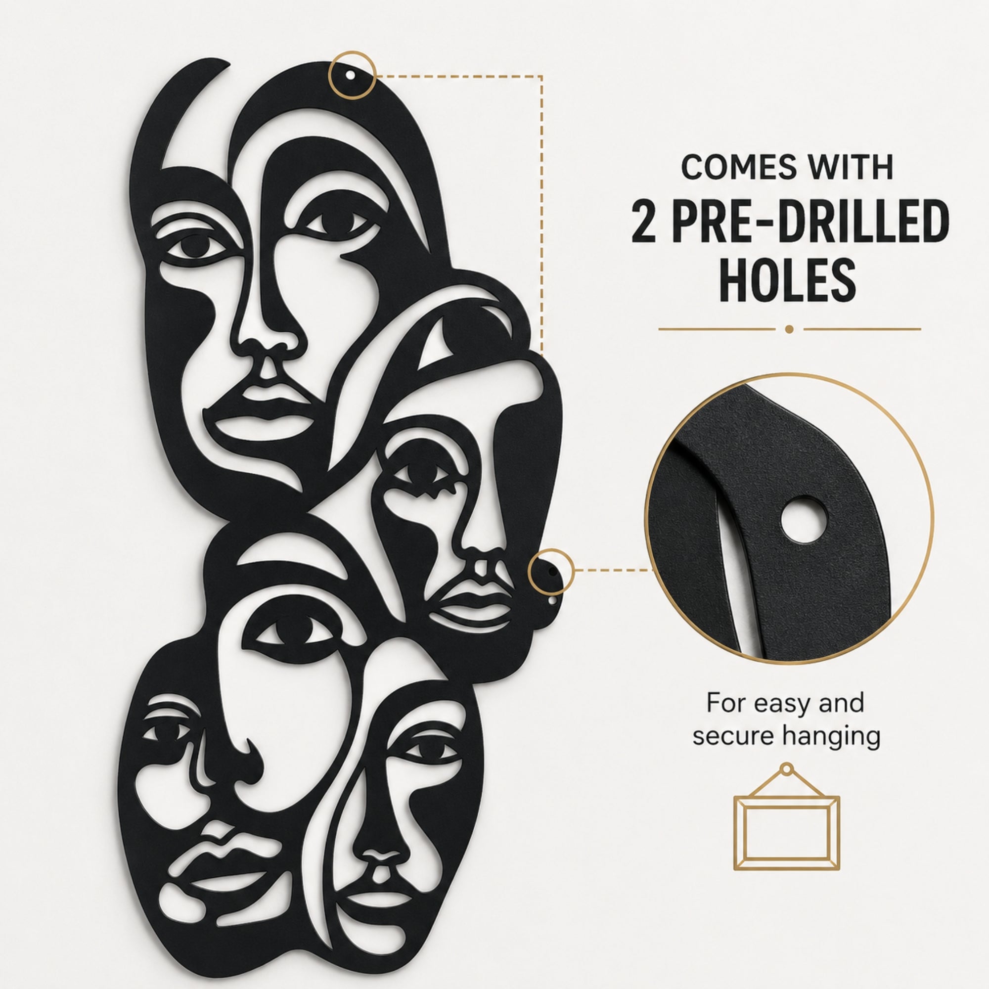 Abstract Faces Metal Wall Art