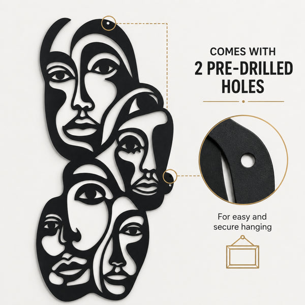 Abstract Faces Metal Wall Art