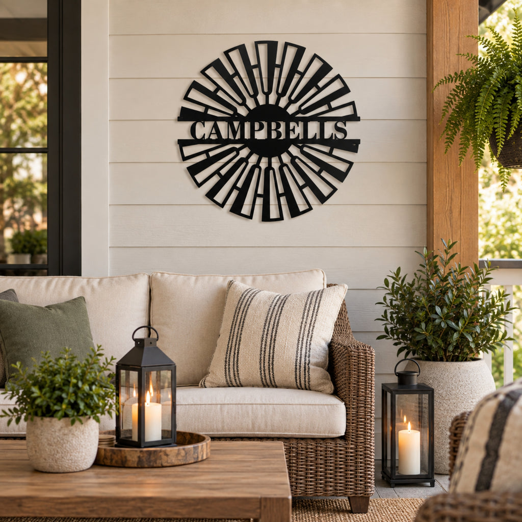 Personalized Family Name Metal Sign – Windmill Design