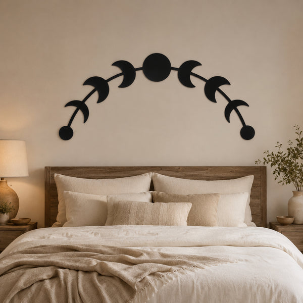 Moon Phase Metal Wall Art – Celestial Lunar Cycle Wall Decor