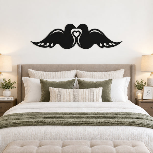 Swan Couple Metal Wall Art – Romantic Love Birds Wall Decor