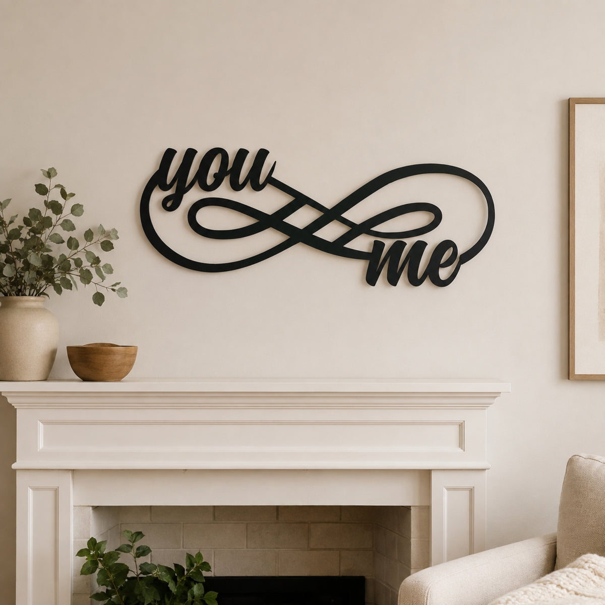 You & Me Infinity Metal Wall Art – Romantic Couple Wall Decor