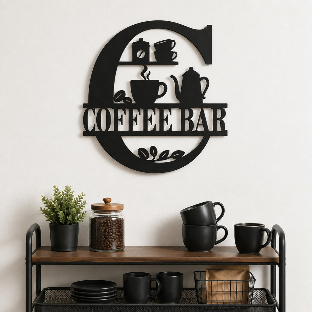 Coffee Bar Metal Wall Sign – Kitchen Coffee Station Decor