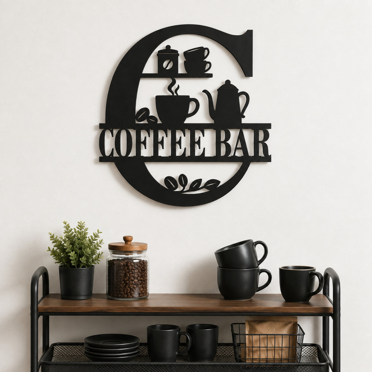 Coffee Bar Metal Wall Sign – Kitchen Coffee Station Decor