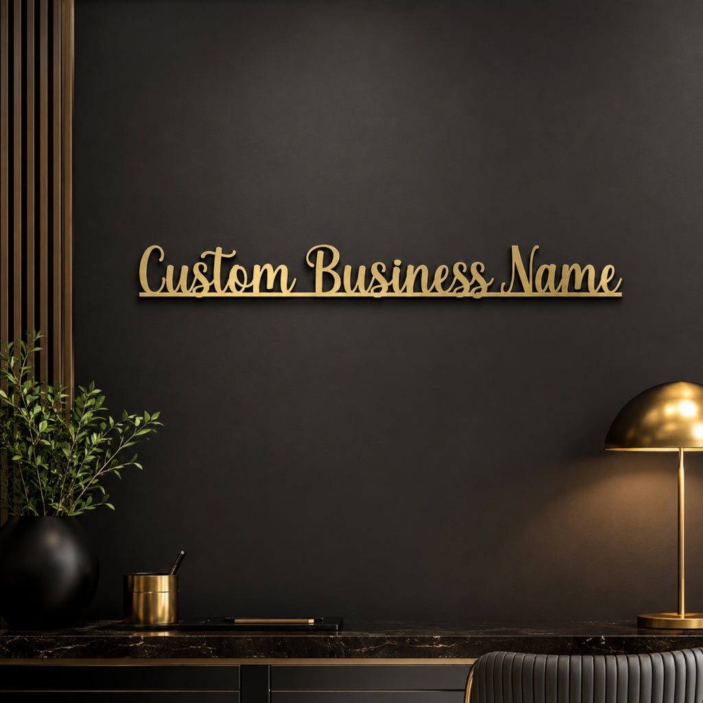 Custom Script Business Name Metal Sign – Personalized Business Wall Sign