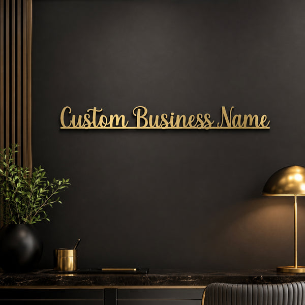 Custom Script Business Name Metal Sign – Personalized Business Wall Sign