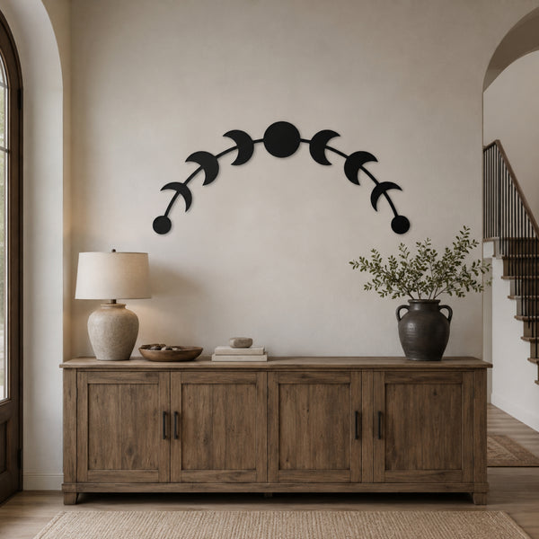 Moon Phase Metal Wall Art – Celestial Lunar Cycle Wall Decor