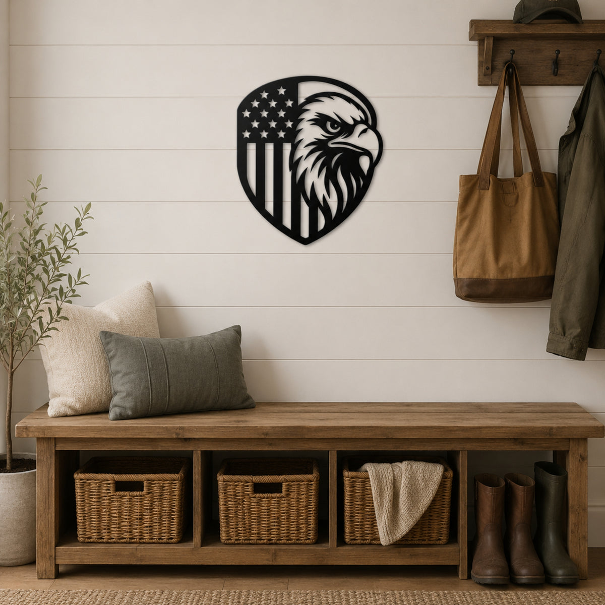 American Eagle Flag Metal Wall Art – Patriotic USA Decor