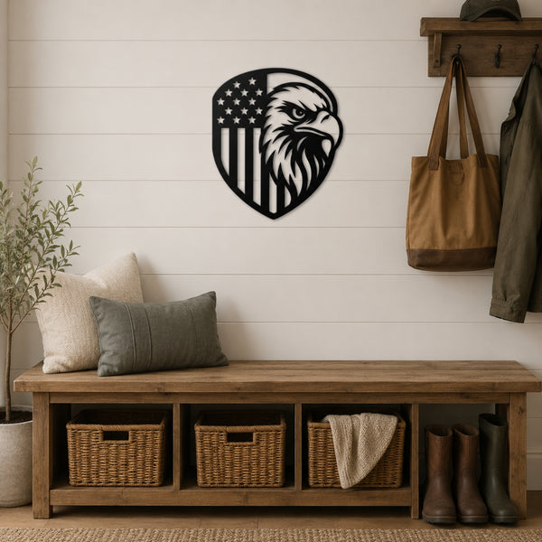 American Eagle Flag Metal Wall Art – Patriotic USA Decor