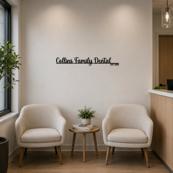 Custom Script Business Name Metal Sign with Established Year