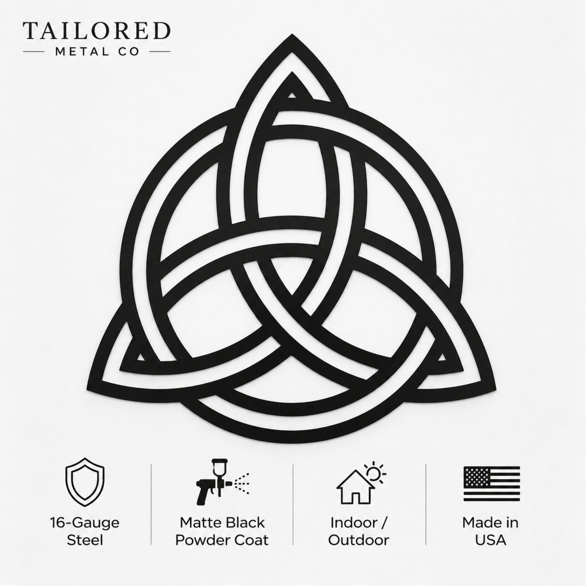 Celtic Trinity Knot Metal Wall Art – Triquetra Decor