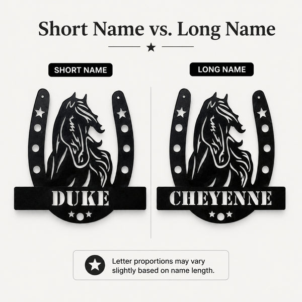 Personalized Horse Name Metal Sign – Horseshoe Equestrian Wall Art