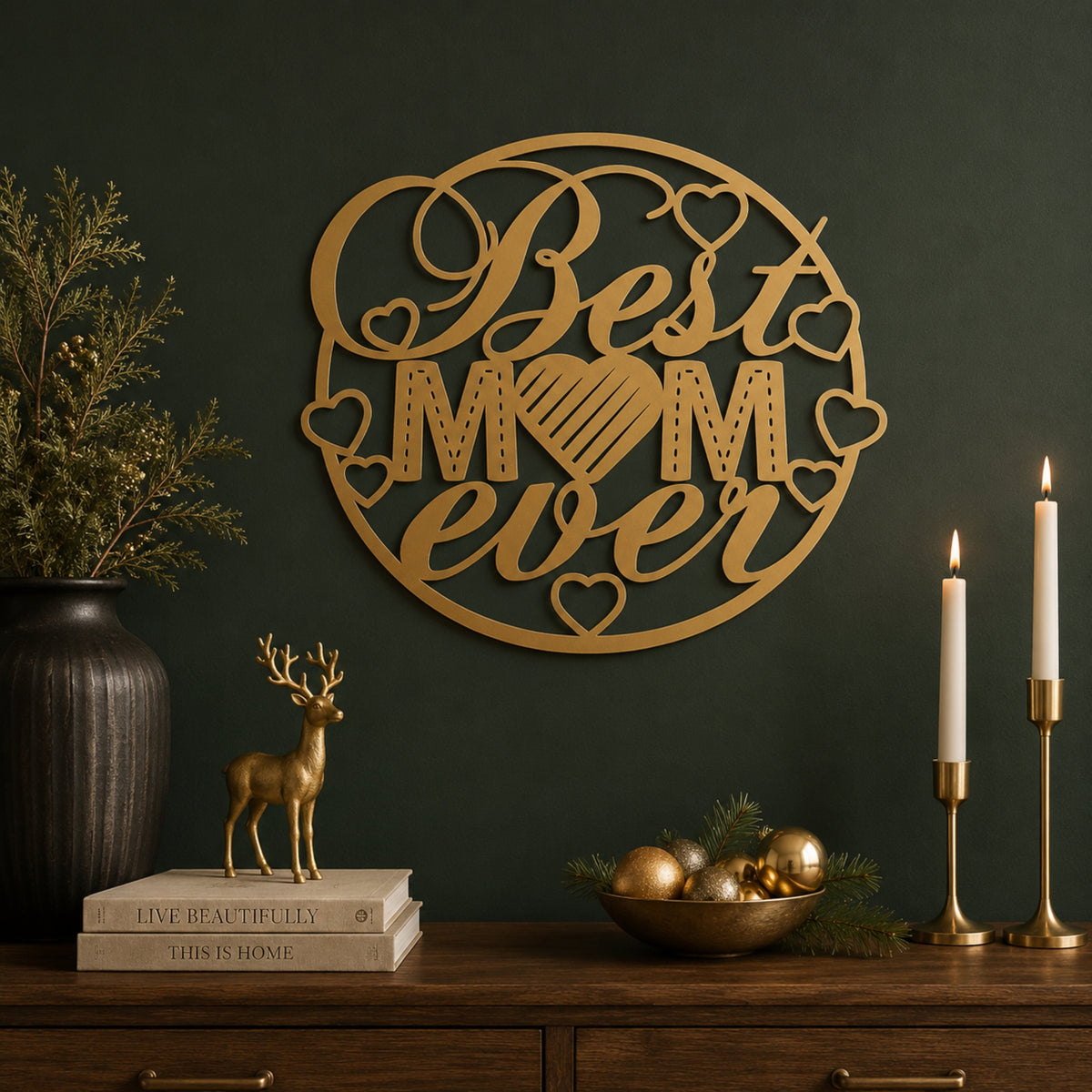 Best Mom Ever Metal Wall Art – Heart Mom Sign