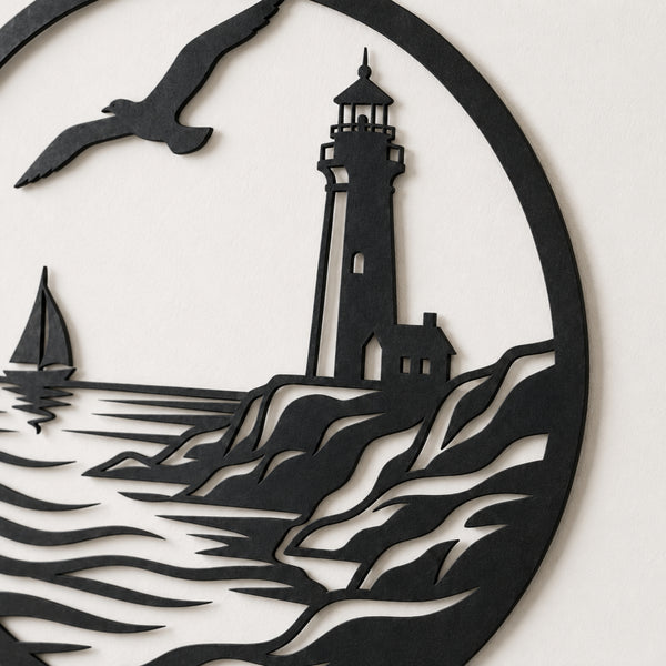 Lighthouse Metal Wall Art – Nautical Coastal Decor