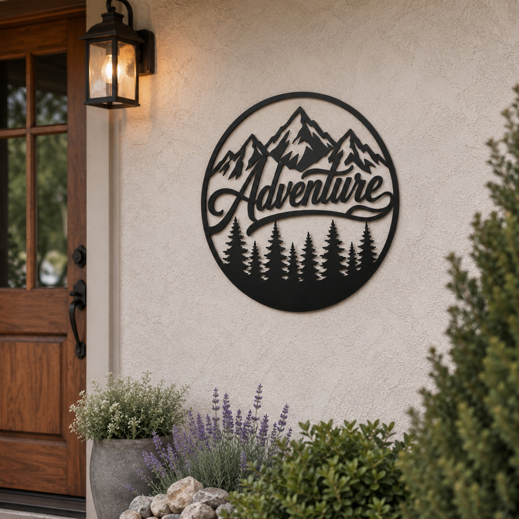 Adventure Mountain Metal Wall Art – Forest & Pine Tree Decor