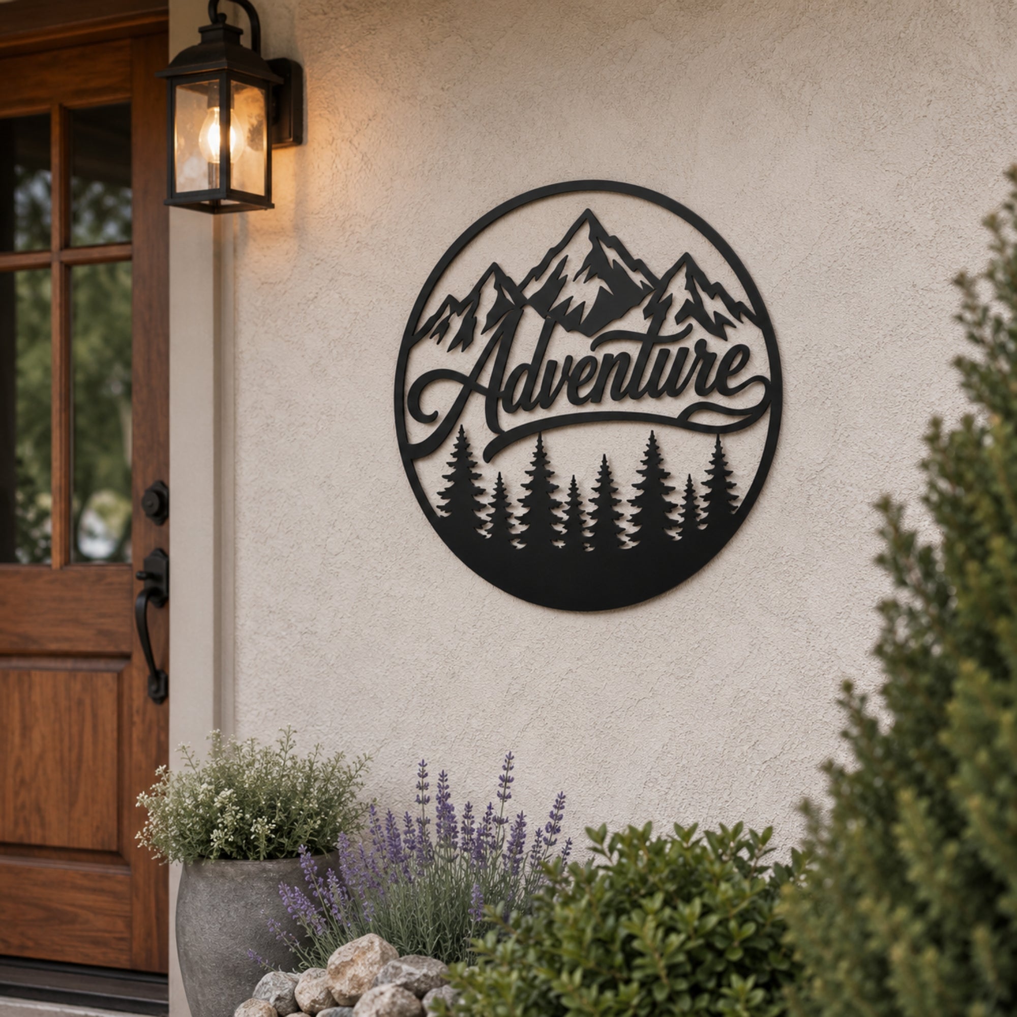 Adventure Mountain Metal Wall Art – Forest & Pine Tree Decor