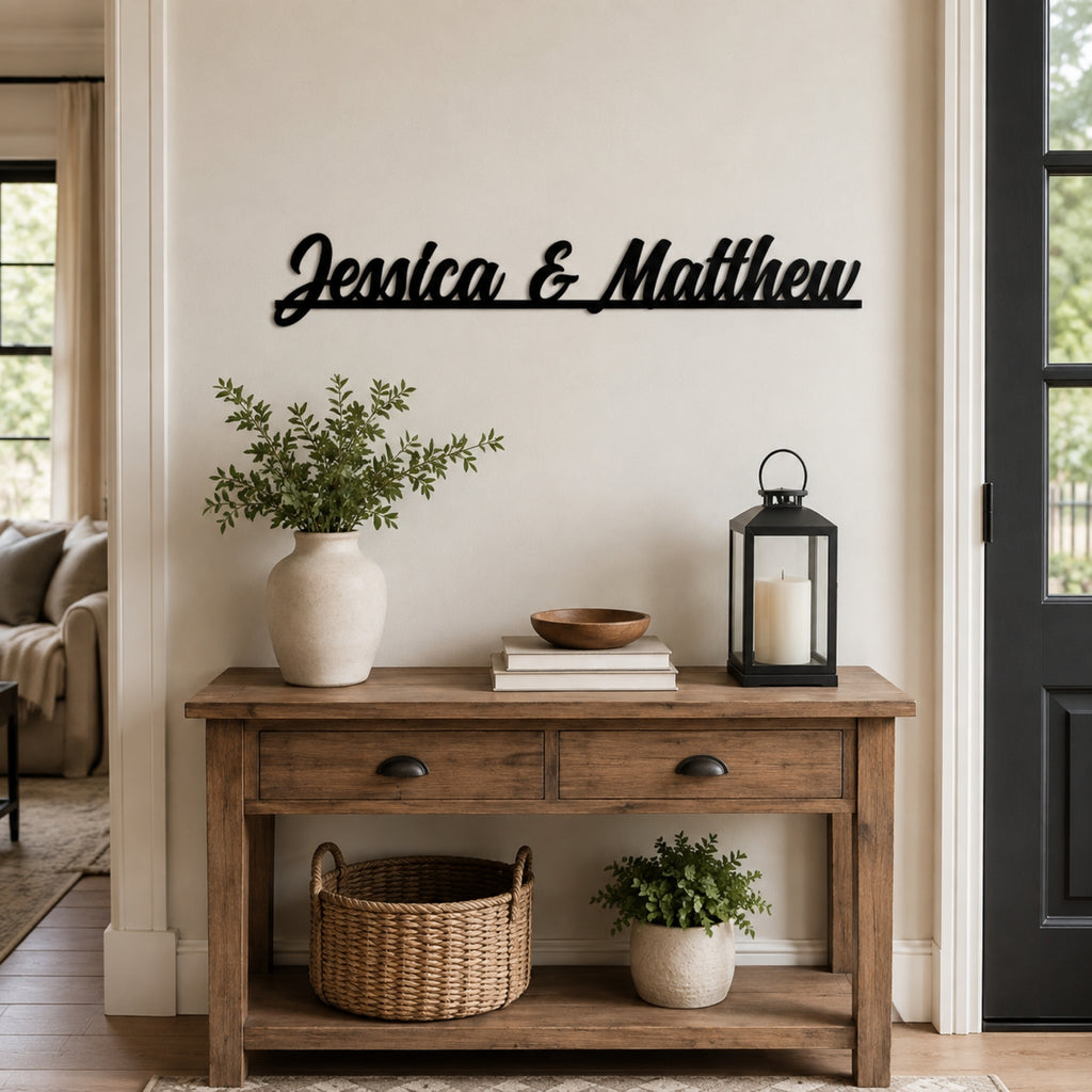 Personalized Couple Names Metal Sign – Custom Two Name Wall Art