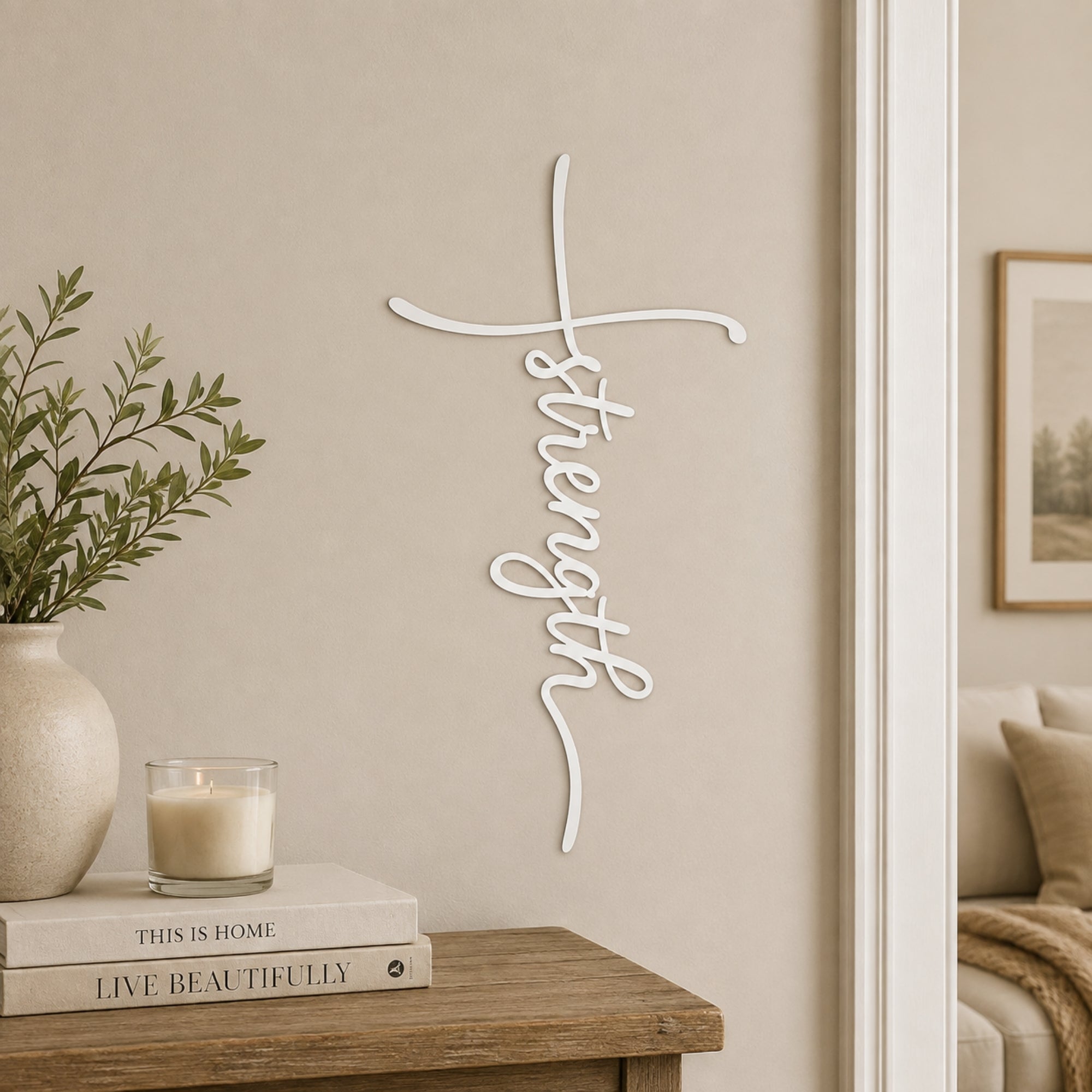 Strength Cross Metal Wall Art – Christian Faith Wall Decor Secondary image