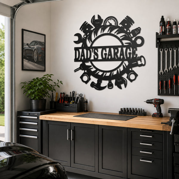 Personalized Garage & Workshop Metal Sign – Custom Name Decor