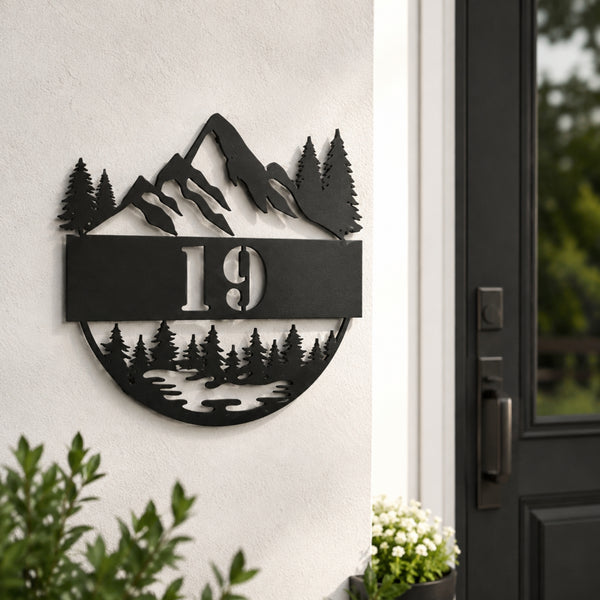 Personalized Mountain House Number Sign