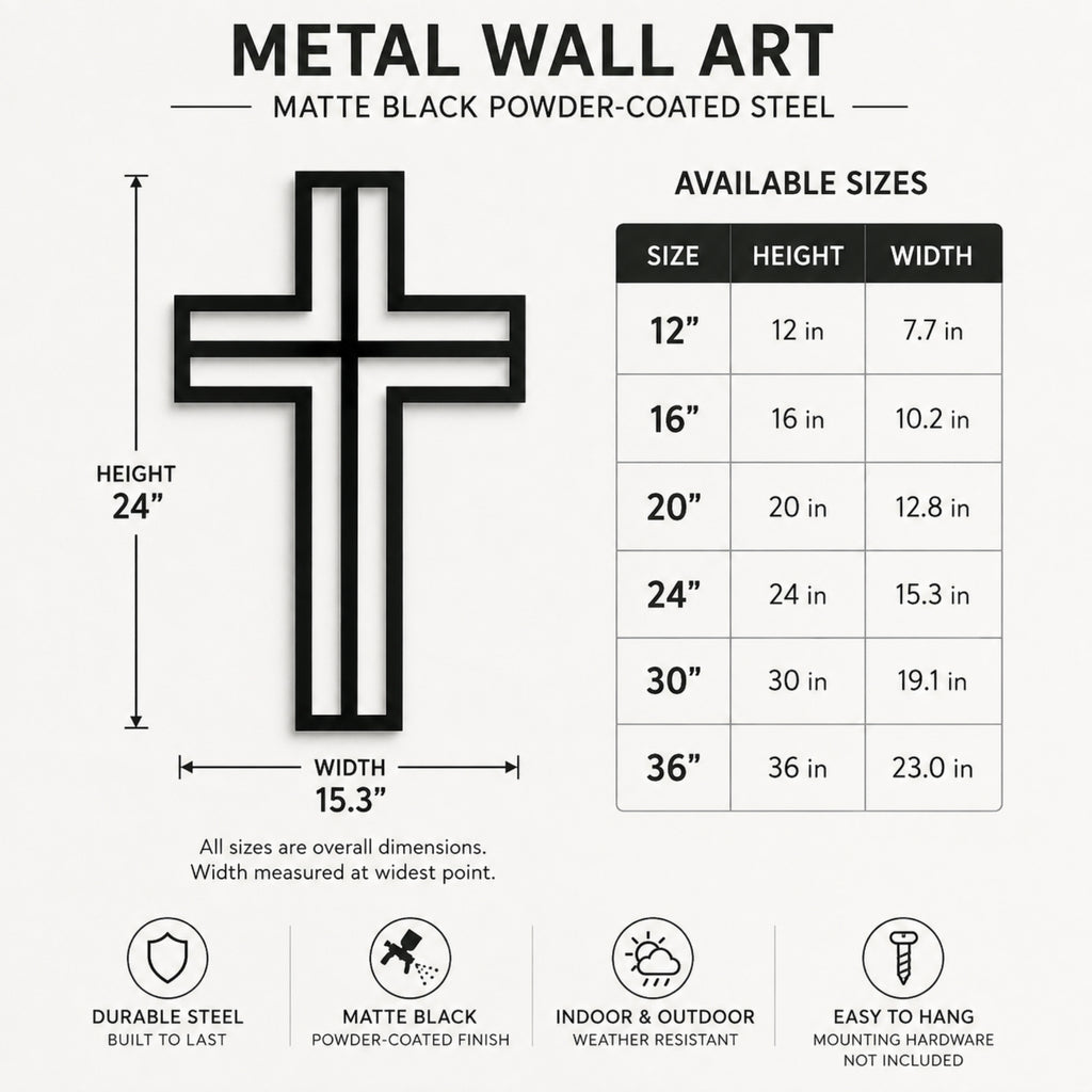 Modern Christian Cross Metal Wall Art – Minimalist Faith Decor