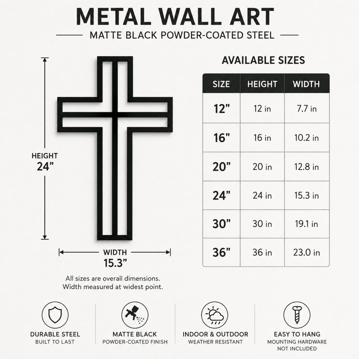 Modern Christian Cross Metal Wall Art – Minimalist Faith Decor