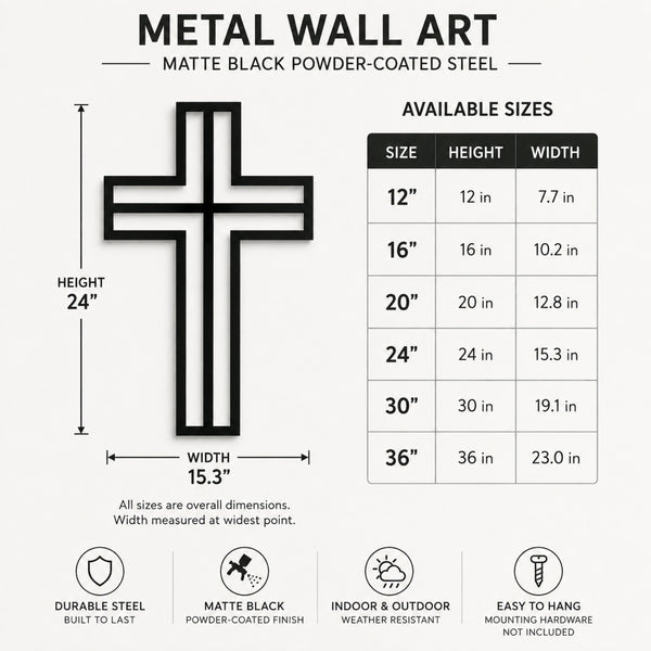 Modern Christian Cross Metal Wall Art – Minimalist Faith Decor