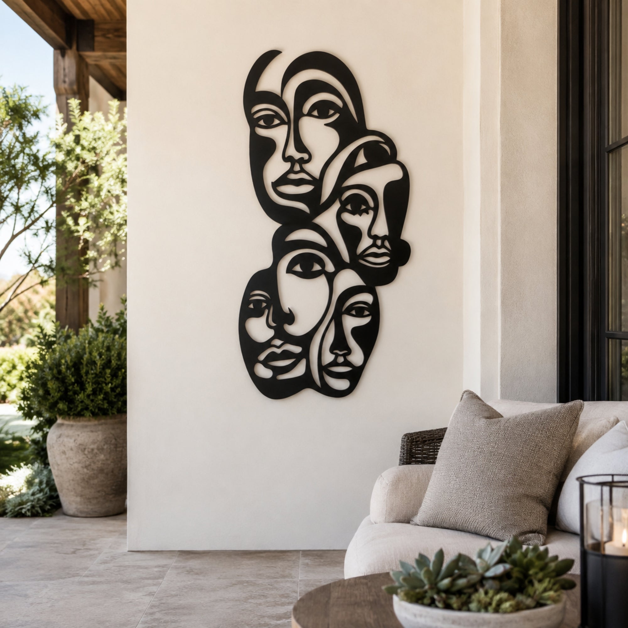 Abstract Faces Metal Wall Art