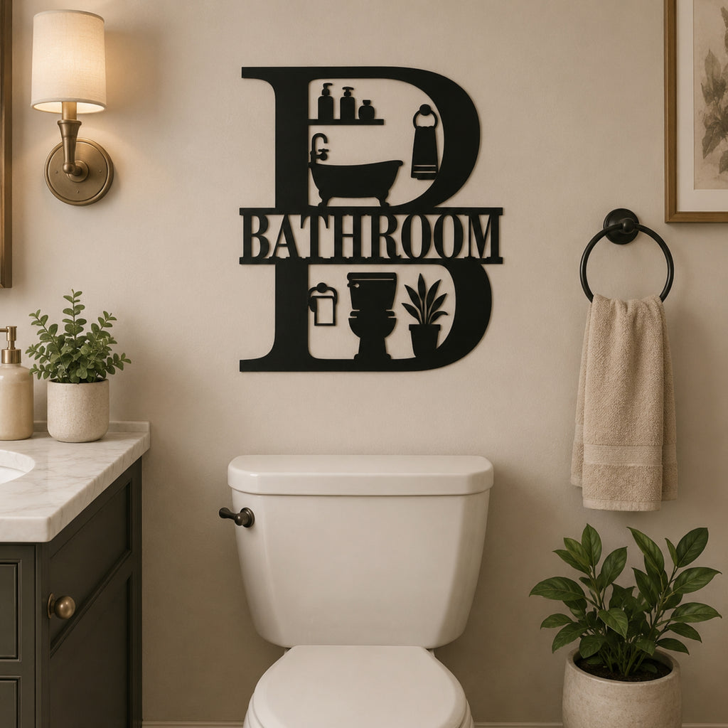 Bathroom Metal Wall Sign – Farmhouse Bathroom Wall Decor
