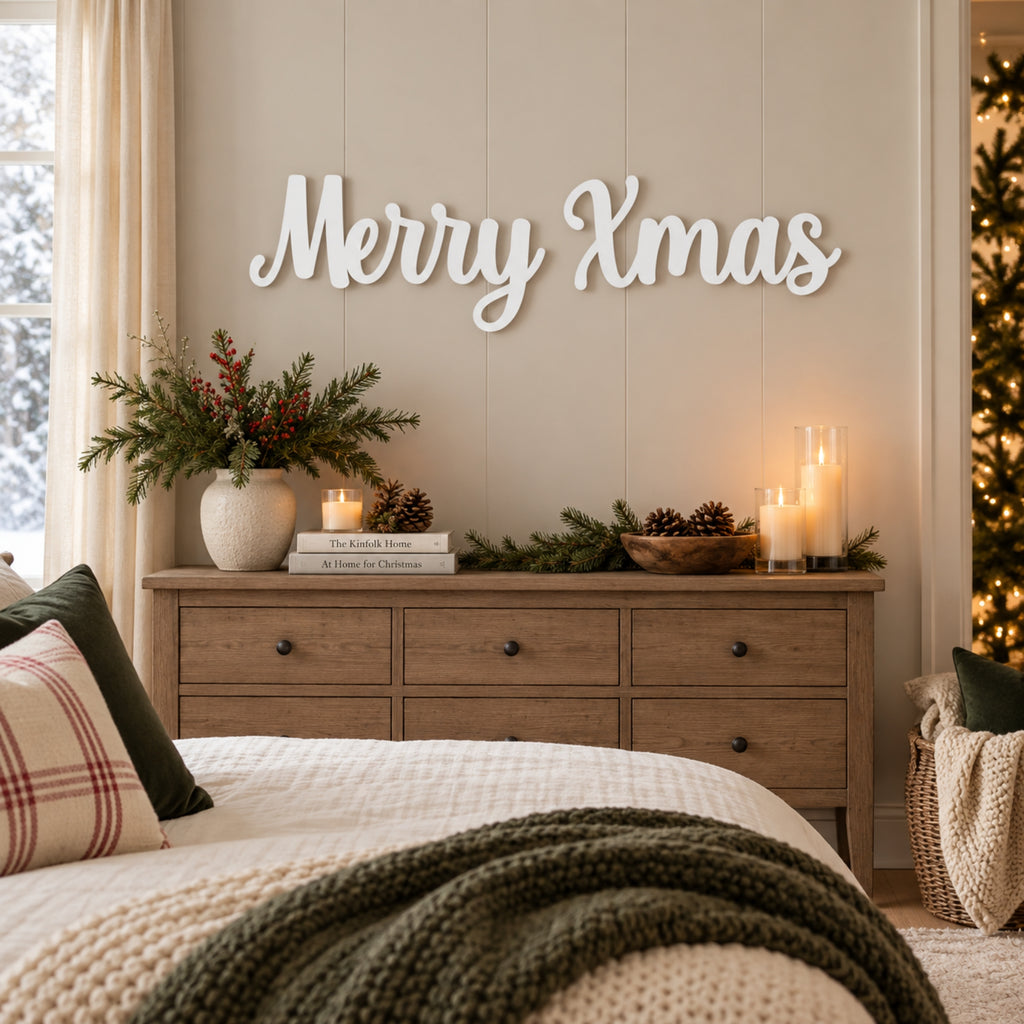 Merry Xmas Metal Wall Art – Christmas Script Metal Sign