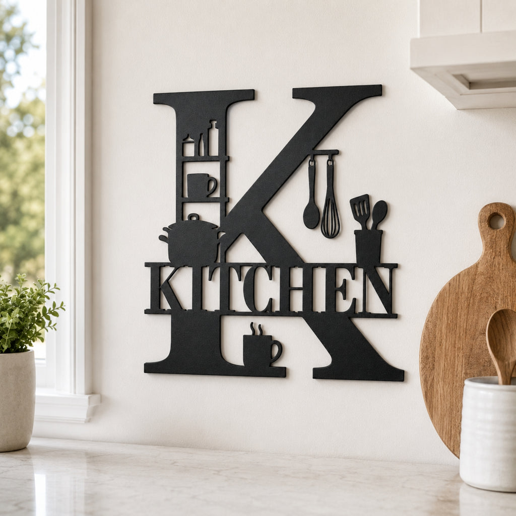 Kitchen Metal Wall Sign – Letter K Kitchen Wall Decor