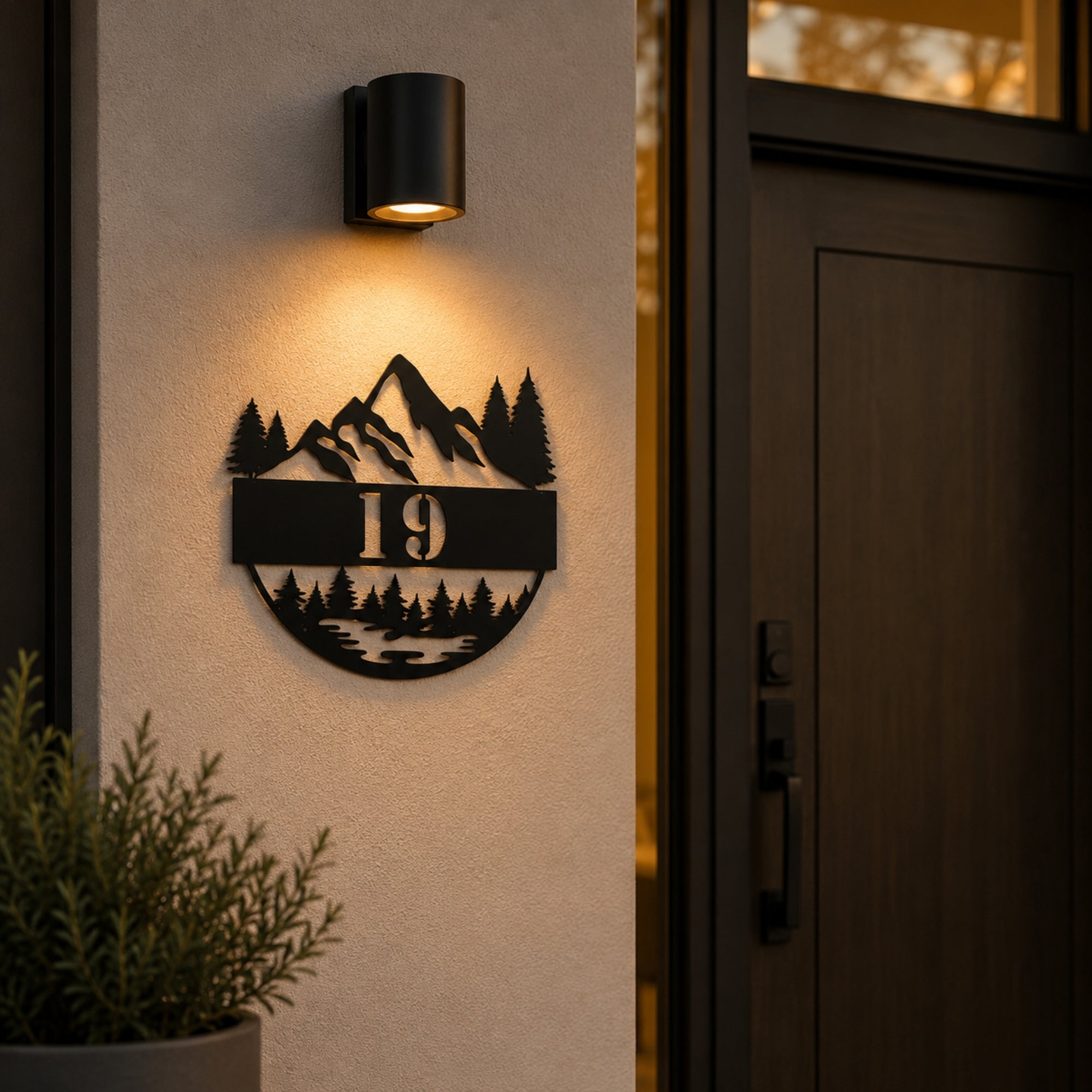 Personalized Mountain House Number Sign