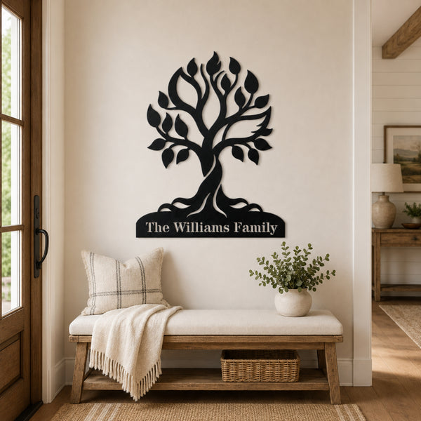 Personalized Tree of Life Family Name Metal Sign